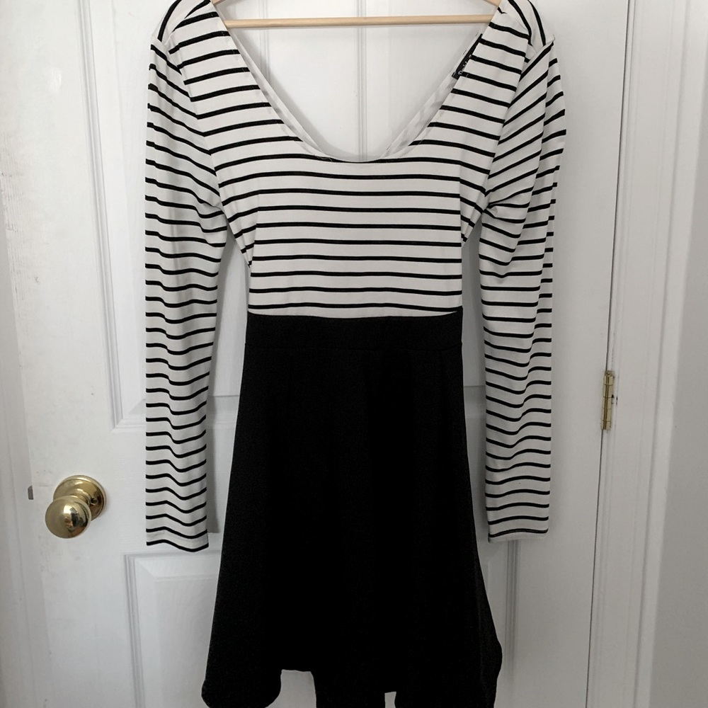 Double zero dress black and white stripped top